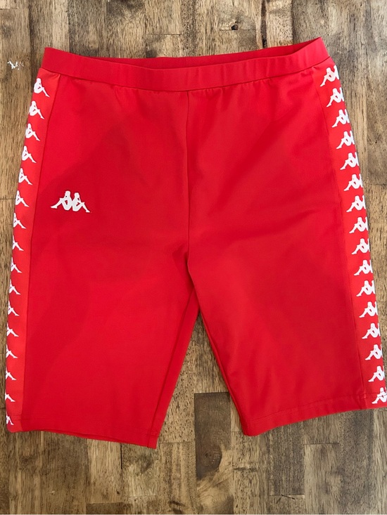 Kappa Pants - Kappa Red Athletic Shorts with White Logo Trim